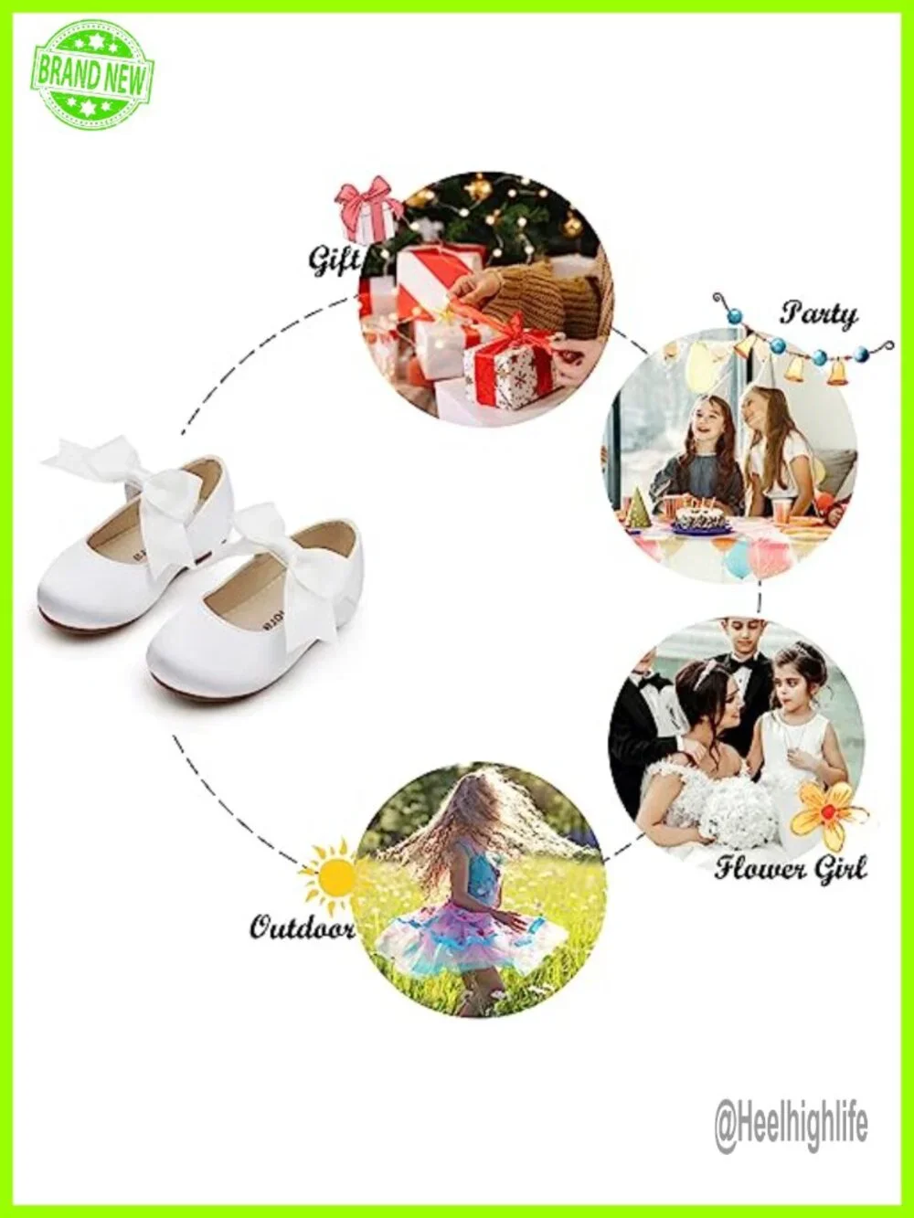 Girls Ballet Flats Satin Dress Shoes Non-Slip Party Wedding